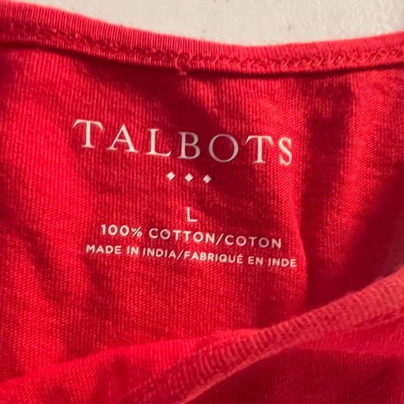 Talbots 100% Cotton Red Tee with Embellished Bodice Size Large - Picture 4 of 7